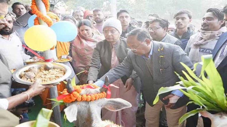 बलरामपुर रामानुजगंज में गौशाला पहुंचे मंत्री रामविचार नेताम, शेड निर्माण कार्य का किया शिलान्यास और लोकार्पण