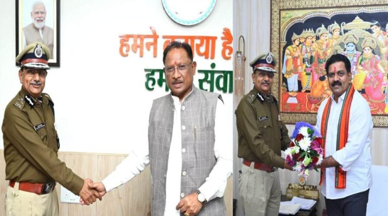 मुख्यमंत्री साय से नवनियुक्त पुलिस महानिदेशक अरुण देव गौतम ने की सौजन्य भेंट