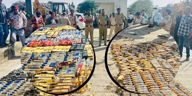 उज्जैन में शराबबंदी के बाद बड़ी कार्रवाई, 50 लाख की अवैध शराब पर चला बुलडोजर