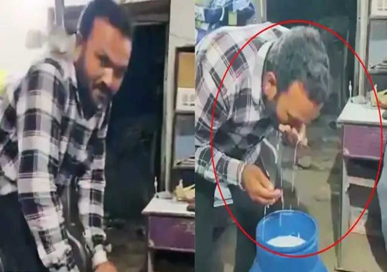 अहमदाबाद : SUKHDEV SINH CHAVDA की दूध फैक्टरी में कर्मचारी दूध के कैन में थूक मिला रहा, वीडियो वायरल