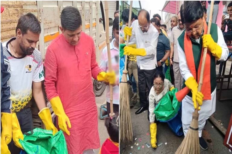 सफाई कर्मियों के अवकाश पर इंदौर में अनोखा नज़ारा, जनता और नेता बने ‘सफाई दूत’