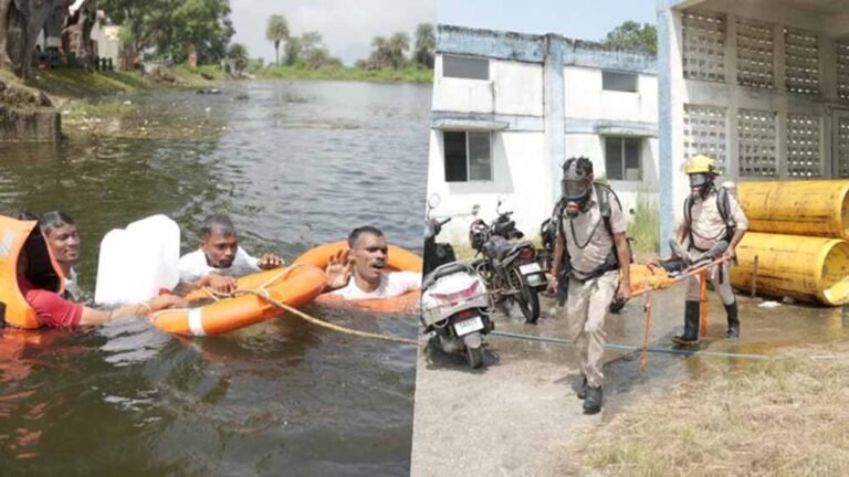 आपदा प्रबंधन की तैयारी: बाढ़ व क्लोरीन रिसाव पर मॉकड्रिल