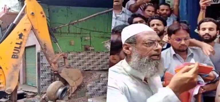 अवैध ‘नॉनवेज’ होटल पर बुलडोजर, विरोध में उतरा मालिक बोला – लाठीचार्ज कर लो, नहीं हटूंगा