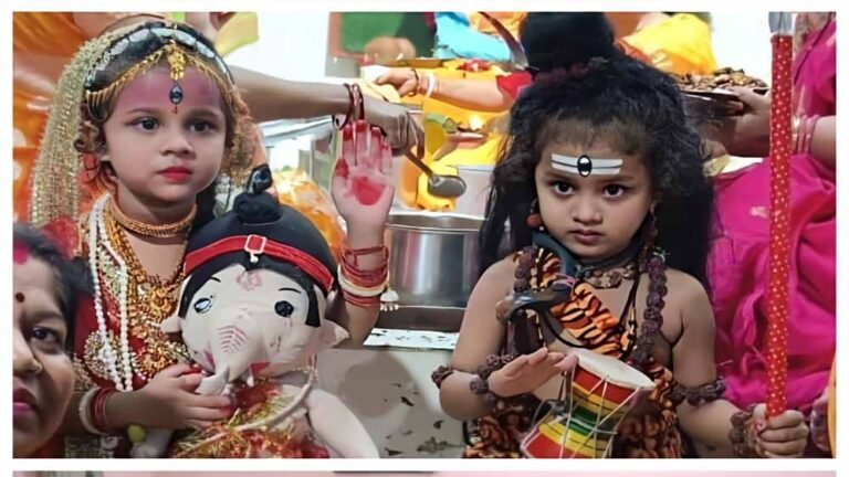 नई लेदरी वार्ड 9 में गणेश पूजा पर धूमधाम