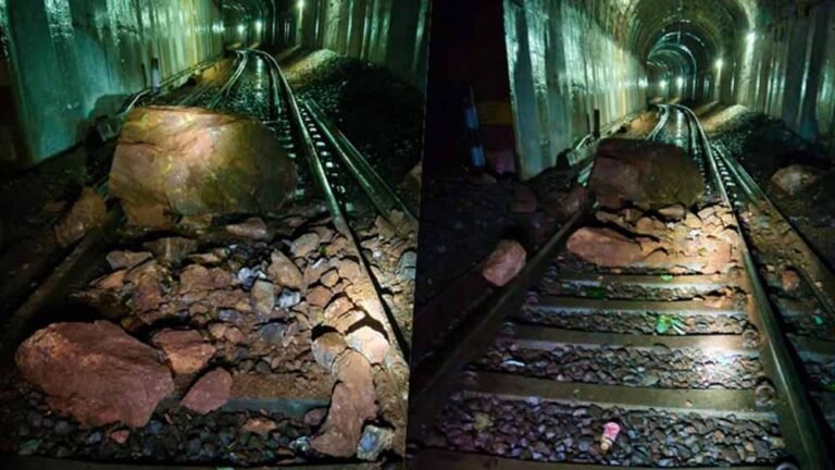 केके रेलमार्ग पर बाधा: पत्थर गिरने से रुकीं यात्री ट्रेनें, यात्रियों को भारी दिक्कतें