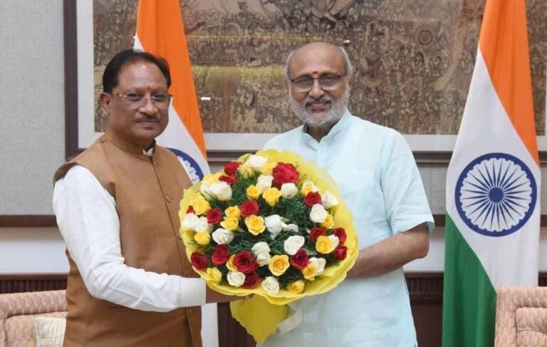 मुख्यमंत्री विष्णु देव साय ने उपराष्ट्रपति सी. पी. राधाकृष्णन से की सौजन्य भेंट