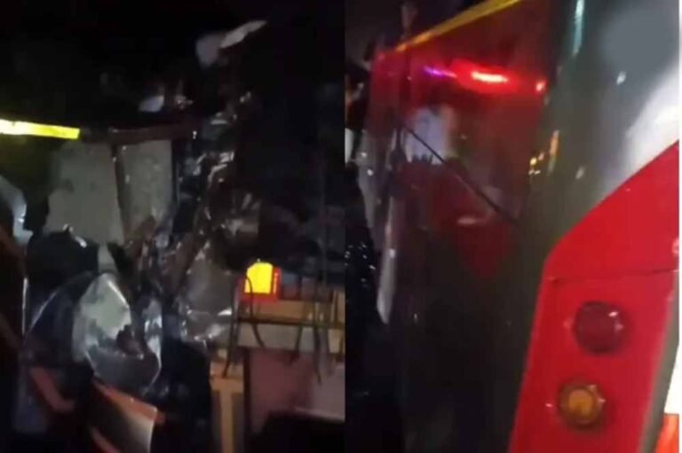 खड़े ट्रेलर में स्लीपर बस घुसने से 4 लोगों की दर्दनाक मौत