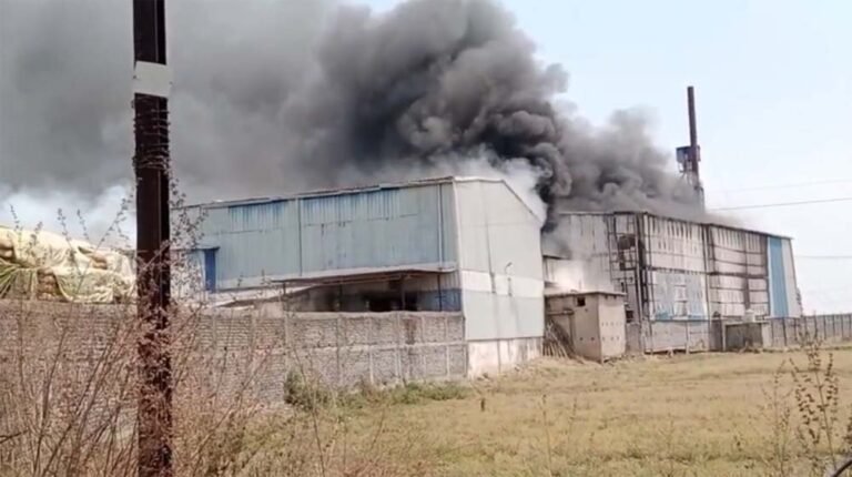 धधकी राइस मिल, आग बुझाने के लिए टीम और ग्रामीणों की कड़ी मशक्कत