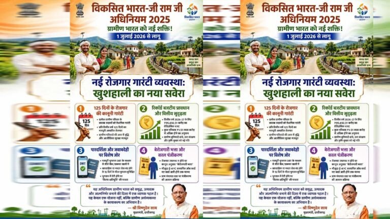 गांवों को मिलेगी नई ताकत! ‘जी राम जी अधिनियम 2025’ से बदलेगी ग्रामीण छत्तीसगढ़ की तस्वीर