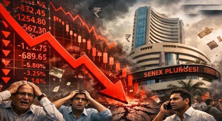 अचानक बाजार में बड़ी गिरावट, Sensex 1100 अंक टूटा; निवेशकों के डूबे लाखों करोड़