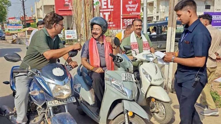 डिप्टी सीएम अरुण साव का अलग अंदाज, स्कूटी पर सवार होकर किया विकास कार्यों का निरीक्षण