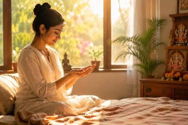 सुबह हथेलियाँ देखने की परंपरा: लक्ष्मी, सरस्वती और विष्णु का आशीर्वाद माना गया
