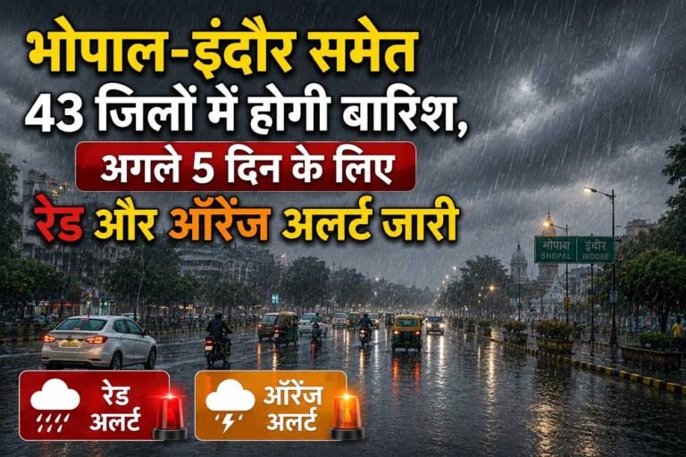 एमपी में भारी बारिश का दौर जारी, 43 जिलों के लिए 5 दिन का रेड-ऑरेंज अलर्ट