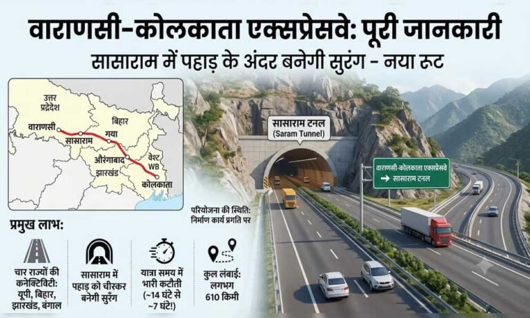 सासाराम में बनेगी लंबी टनल, वाराणसी-कोलकाता एक्सप्रेसवे से यूपी, बिहार और बंगाल तक सफर होगा तेज