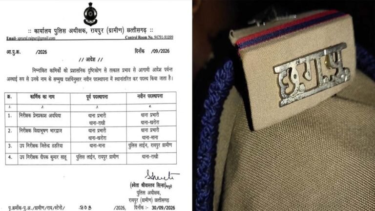 रायपुर ग्रामीण में पुलिस विभाग में बदलाव, 3 थाना प्रभारियों का तबादला