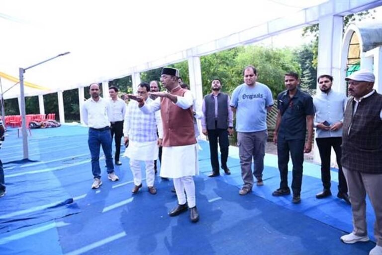 सेवा संकल्प ज्योति यात्रा की तैयारियों को लेकर मंत्री  सारंग ने किया जिला मुख्यालय कार्यक्रम स्थल का दौरा
